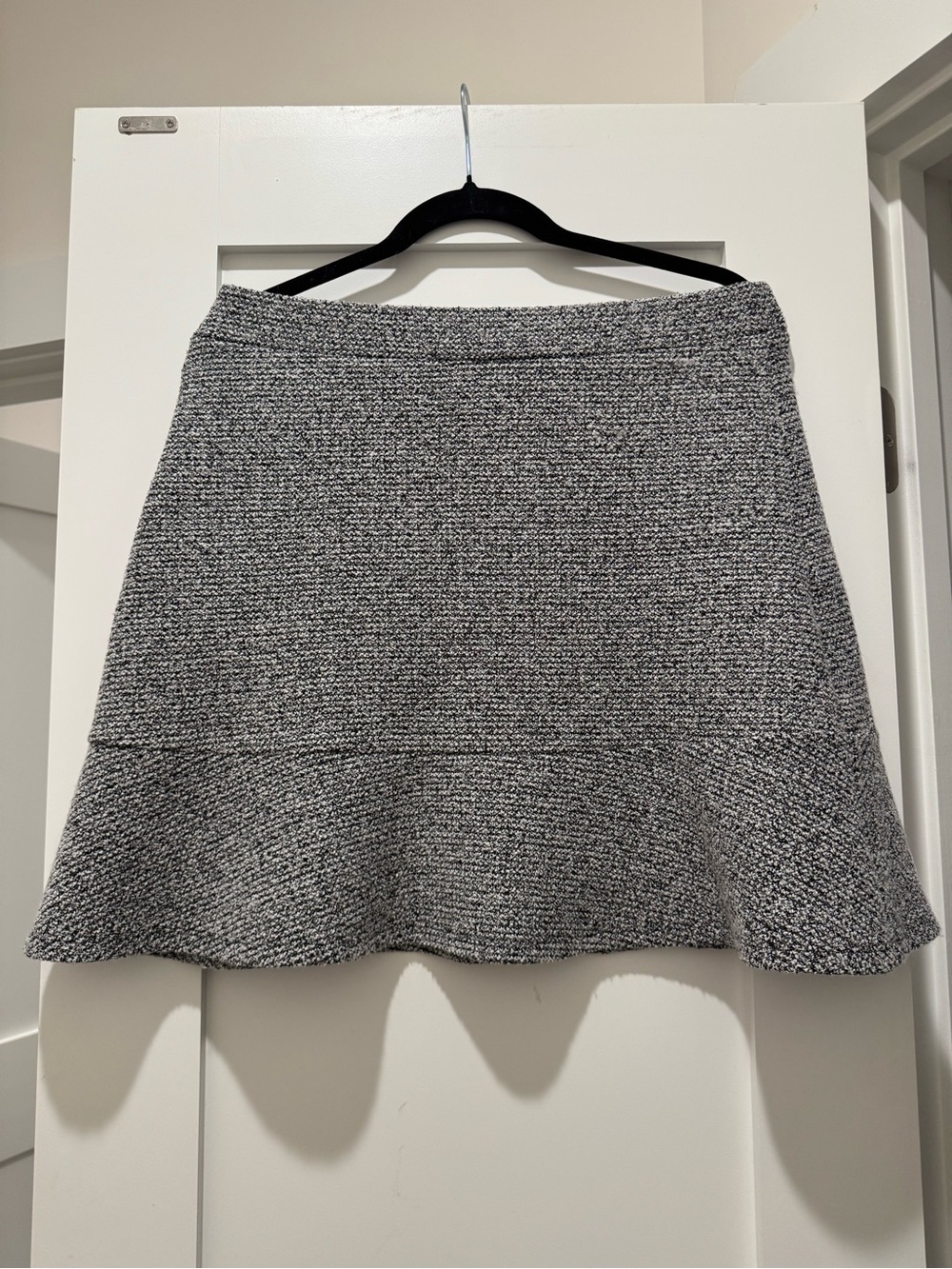LOFT Gray Tweed A-Line Skirt with Fluted Hem